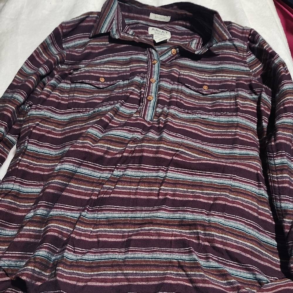 Ariat Purple Striped Button-Up Shirt